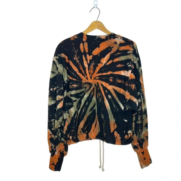 Nichole Lynel Tie Dye Sweatshirt Small Black Orange Spiral Crewneck Pullover - Picture 4 of 7